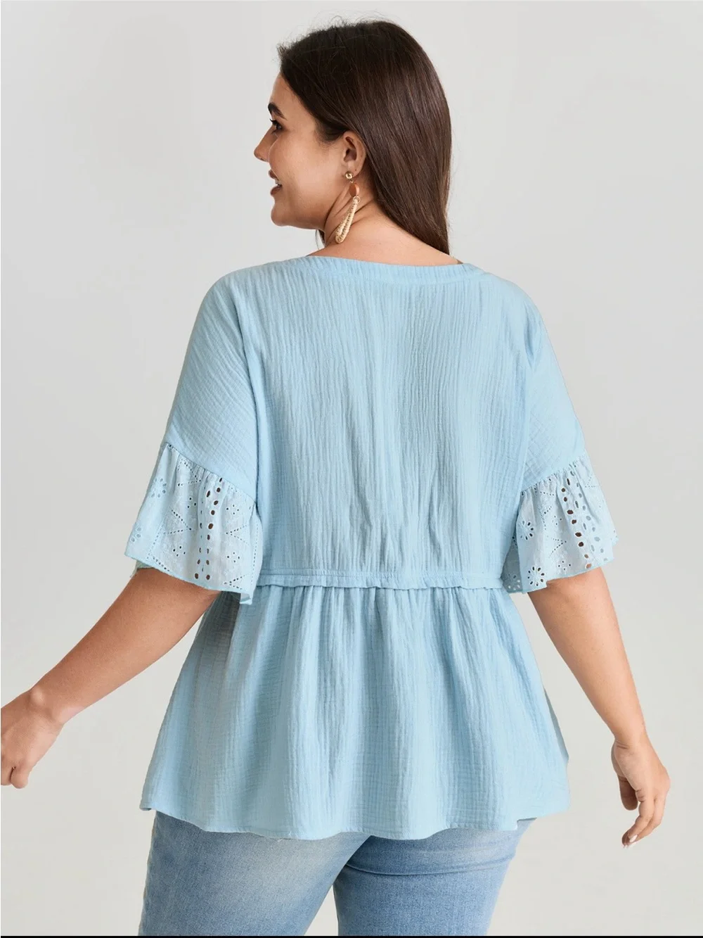 BloomChic Blue Ruffle-Sleeve Peplum Babydoll Top size 2X (18-20)